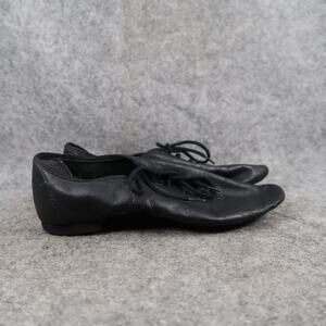 Leo's Dancewear Shoes Women 5.5 Jazz Soft Split Sole Leather Lace Up Dance Black